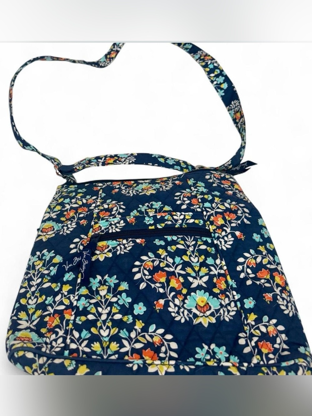 Vera Bradley Quilted Navy Floral Crossbody Bag - Lightweight Everyday Purse